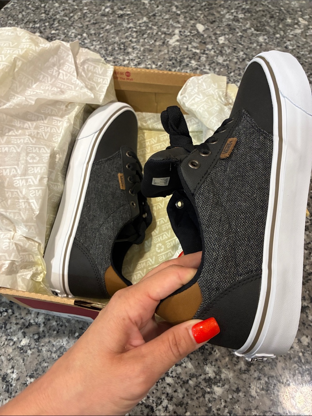 Vans Black and Charcoal Low-Top Canvas Sneakers - Picture 5 of 8